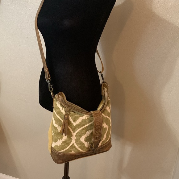 Myra bag cotton and leather conceal carry crossbody purse adjustable strap - Picture 2 of 9